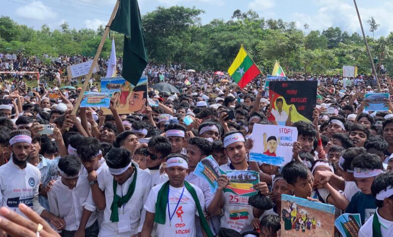 Rohingya refugees in Bangladesh demand safe return to Myanmar on ...