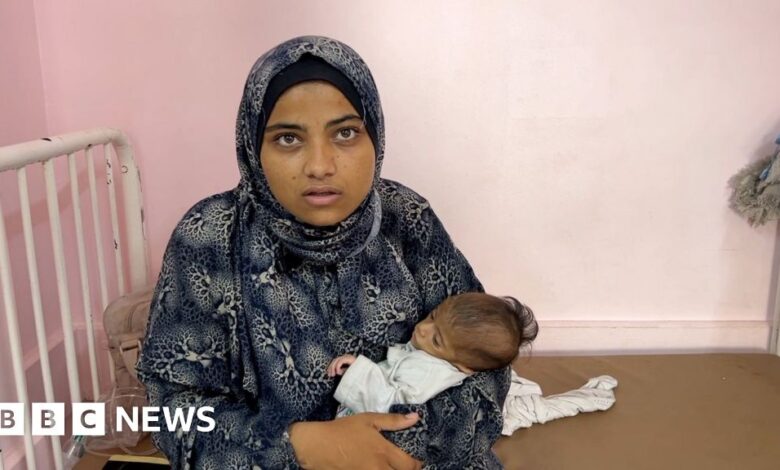 Gazan mother of malnourished baby speaks to BBC