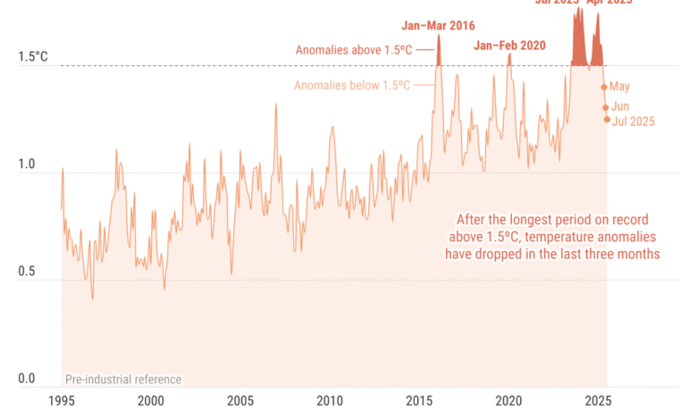 Third-Warmest July on Record Ends Record Global Heat Streak
