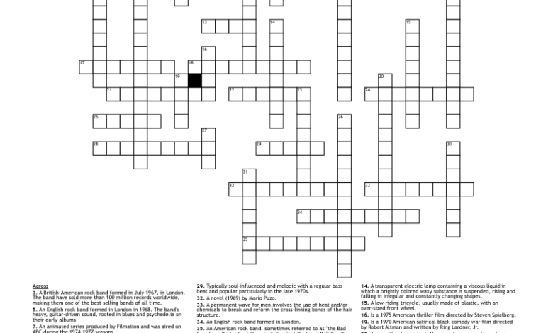 1970s Crossword Puzzle - WordMint