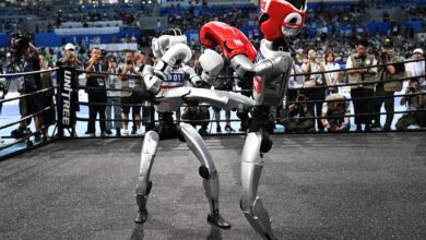 Humanoid robots race and tumble at China's first 'robot Olympics ...