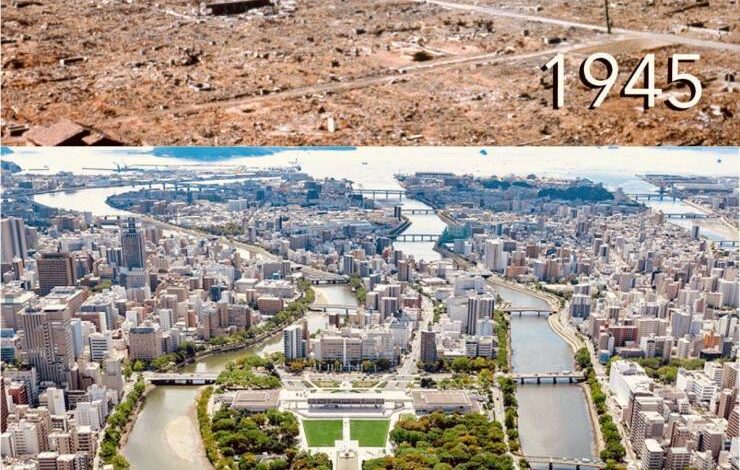 Hiroshima in 1945 vs now. A single lifetime : r/interestingasfuck
