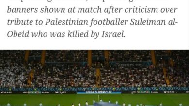 UEFA unfurls Gaza-related plea banner after Palestinian tribute ...