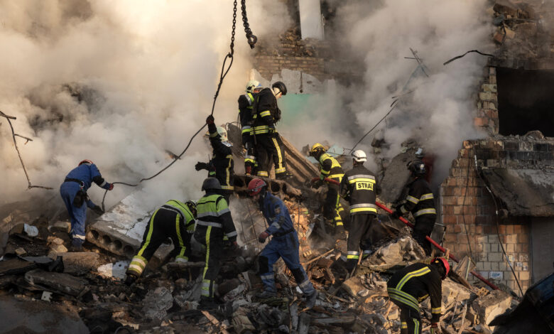 Rescuers Search Through Rubble After Russian Strikes on Kyiv